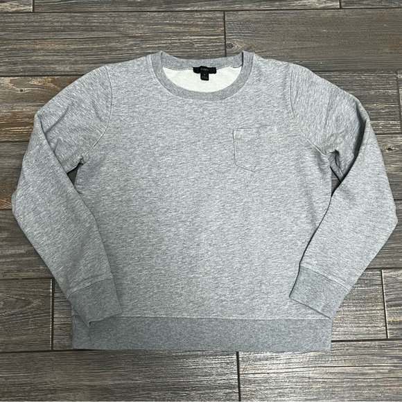 J. Crew Pocket Sweatshirt Size Small Long Sleeve Pullover Gray Crewneck Top S - Picture 2 of 10
